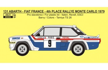 Decal -  Fiat 131 Abarth „FRANCE“ - 4th Rallye Monte Carlo 1979 - Andruet / Lienard
